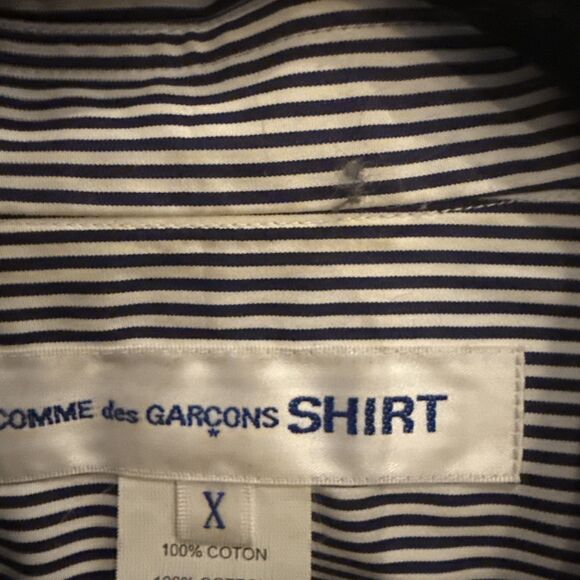 BIG & TALL LUXURY Comme des Garçons Shirt White/Blue Geometric Stripe Size 3XL - Picture 7 of 15